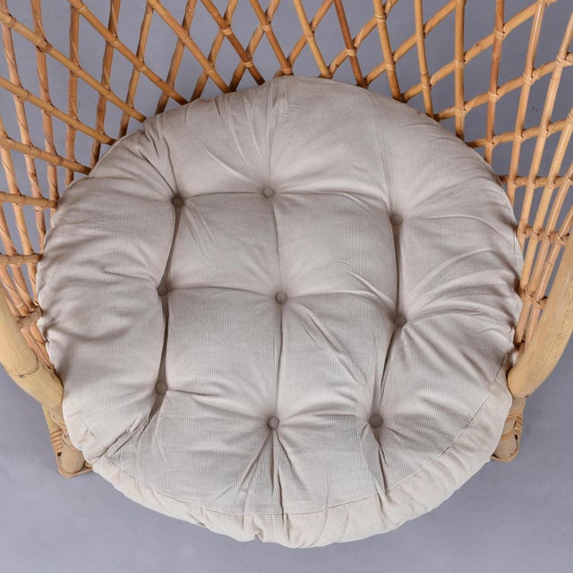 Pair of Vintage Trellis Woven Barrel Back Rattan Lounge Chairs For Sale - Image 9 of 17