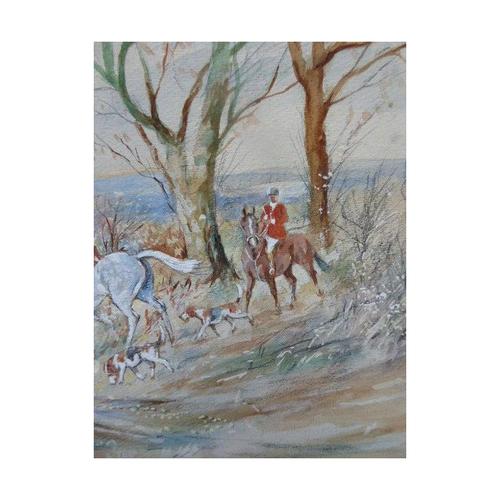 E. W. Melworth, British Hunting Sporting Impressionistic Composition, Watercolour For Sale - Image 6 of 13