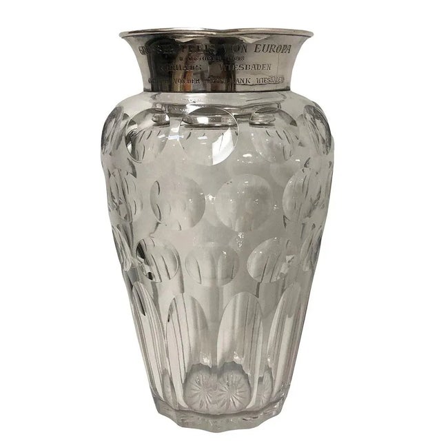 1950s German Crystal Vase With Sterling Monogram Top For Sale - Image 9 of 9