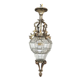Early 20th Century Antique French Baroque Crystal & Bronze Lantern Chandelier For Sale