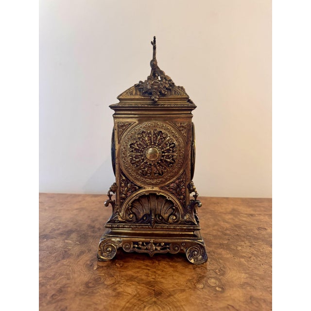 Antique Victorian Ornate Mantle Clock, 1860 For Sale - Image 9 of 11
