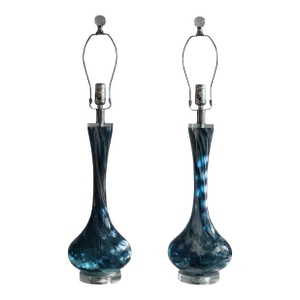 Seguso Style Midnight Blue Lamps