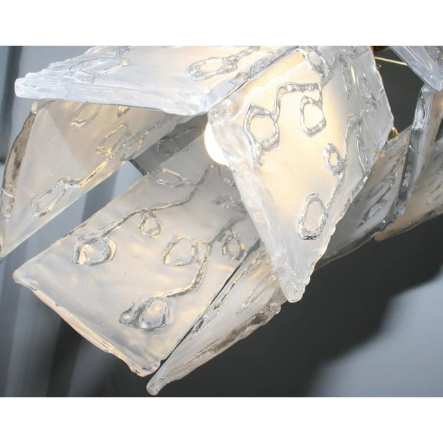 Mid-Century Modern Vintage Glass & Brass Chandelier, 1960s For Sale - Image 3 of 8