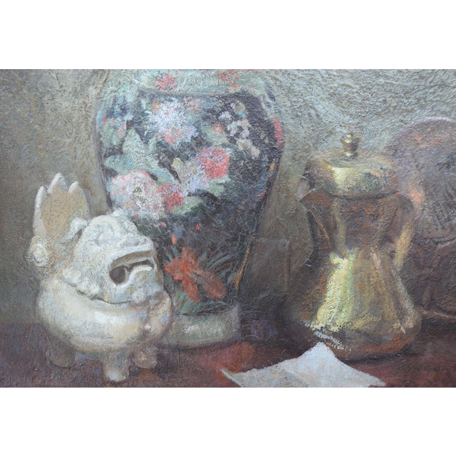 American 1920's Still Life With Japanese Shisa by Wilfred A. Readio For Sale - Image 3 of 4