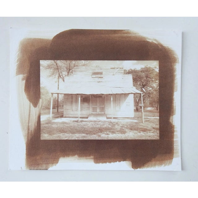 American Vintage Cyanotype Old Storefront Building Sepia Photograph For Sale - Image 3 of 3