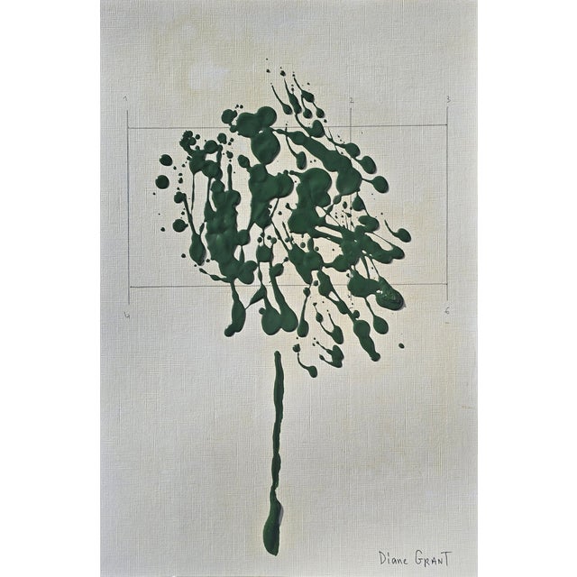 Contemporary Set of 6 - One-of-a-Kind Dark Green Botanical Organic Modern Original Oil Paintings / Herbarium / Floral / Earth Tones For Sale - Image 3 of 11