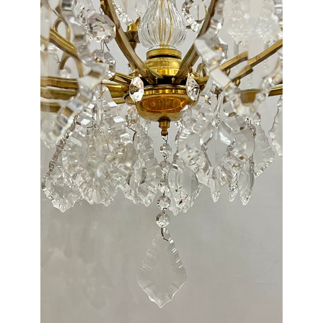 1920s 12-Light Gilt Bronze and Crystal Chandelier in French Louis XV Style For Sale - Image 9 of 11