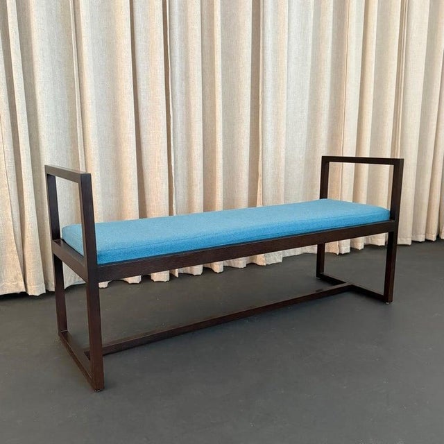 Mid-Century Modern 1950s Mid Century Modern Geometric Lacquered Mahogany Bench For Sale - Image 3 of 10