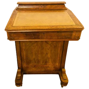 19th Century Top Lid With Fitted Interior Line & Burl Inlaid Davenport Desk