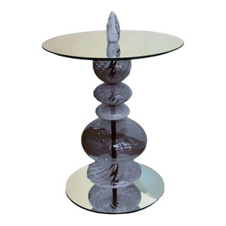 Abacus Glass Tea Table by the Drawing Room Atl in Finish Ink Blue - Size: Tall / Gueridon - Modern Sofa Table in Colorful Blue Glass For Sale