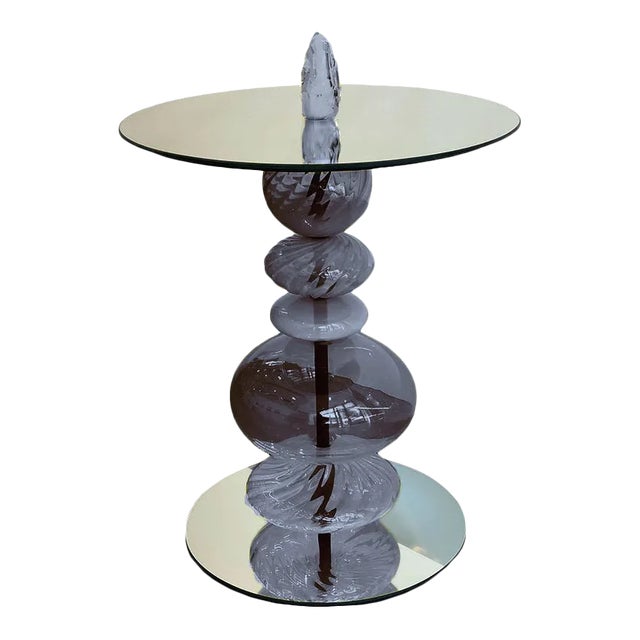 Abacus Glass Tea Table by the Drawing Room Atl in Finish Ink Blue - Size: Tall / Gueridon - Modern Sofa Table in Colorful Blue Glass For Sale