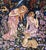We are Star-Stuff by Louis Recchia | Oil on canvas Two figures among flowers and a deer in a starry scene. For Sale