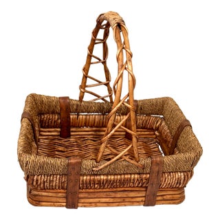 Wicker & Rattan Basket Handled Basket For Sale