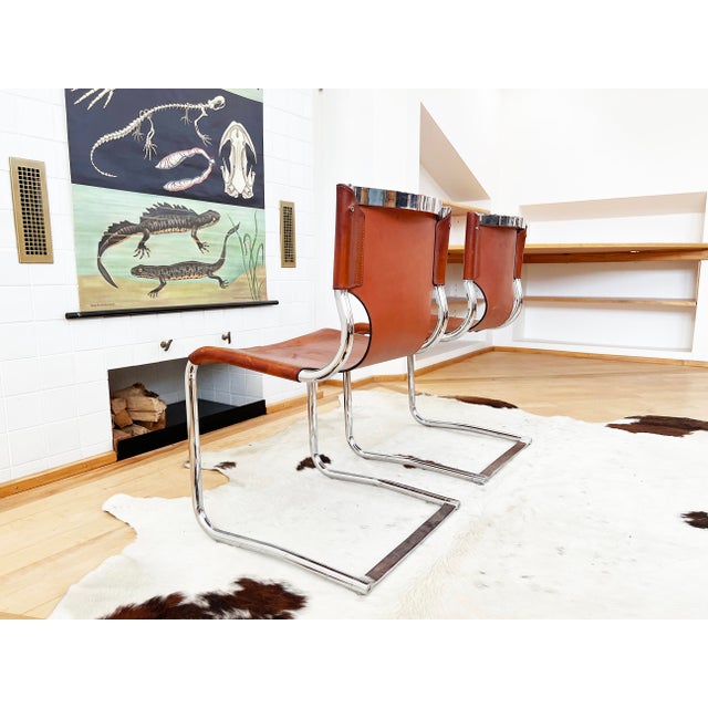 Set 8 Carlo Bartoli T 70 920 Cantilever Chairs Brown Leather - 8 PCS For Sale - Image 18 of 18