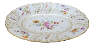Large Antique Richard Klemm Dresden Porcelain Platter With Deutsche Blumen