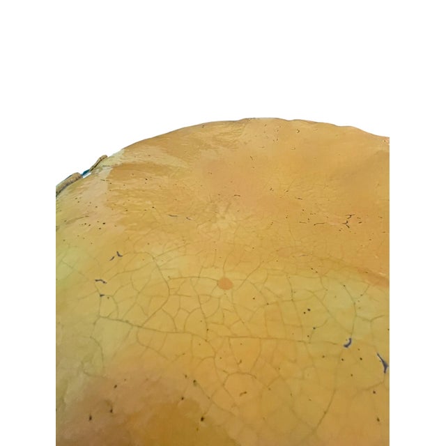 Vintage Italian Majolica Trompe L’Oeil Lemon Yellow Garden Seat Stool For Sale - Image 6 of 17