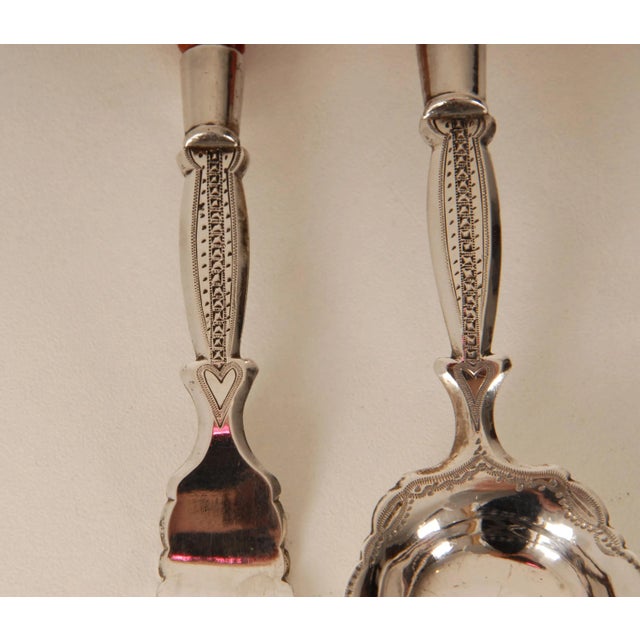 Victorian Flatware Silver Cutlery Agate Tableware Fork Spoon Ginger Cutlery Set- 2 Pieces For Sale - Image 9 of 11