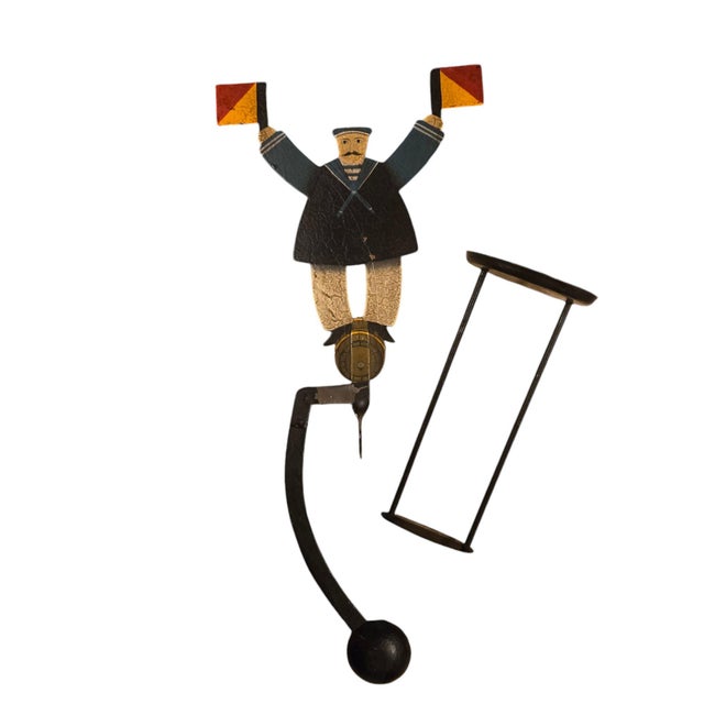 1980s Signal Sailor Metal Folk Art Sculpture Home Decor Balance Toy Beach House For Sale - Image 4 of 12