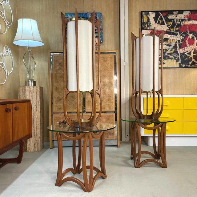 Brown Mid-Century Modern Sculptural Bentwood Pearsall Style Glass Top Pedestal Side Tables For Sale - Image 8 of 11