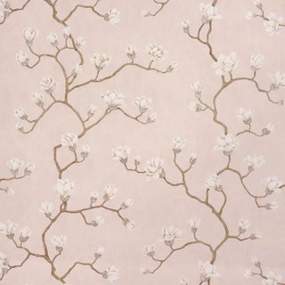 Schumacher Magnolia Tree Wallpaper In Dusty Blush For Sale