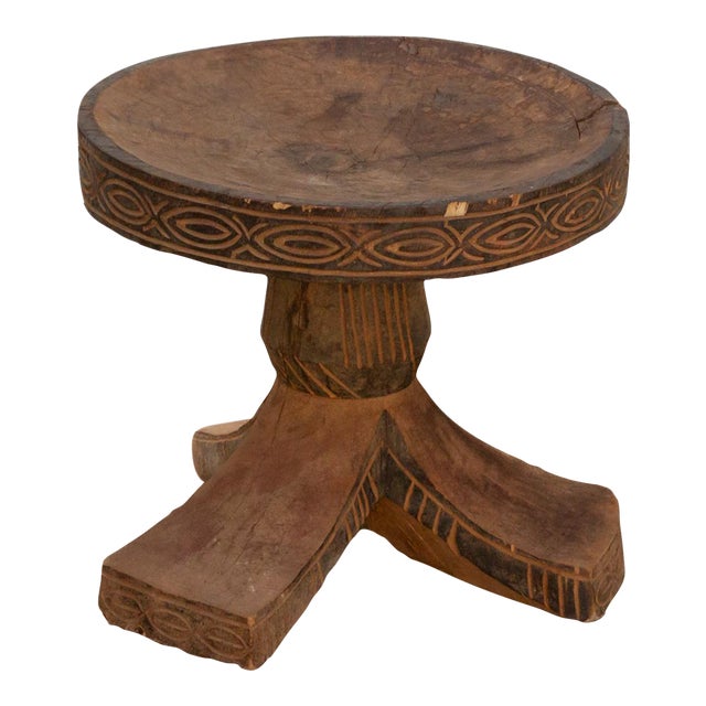 Vintage African Igbo Round Tripod Stool For Sale