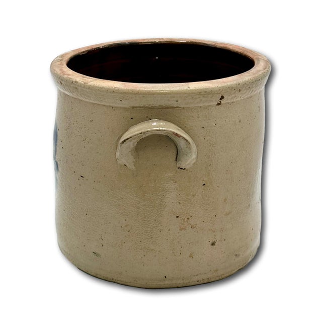 Nice Small 1 Gallon Size Antique American Blue Decorated Stoneware Storage Crock - Jar Circa Mid 19th Century For Sale - Image 14 of 15