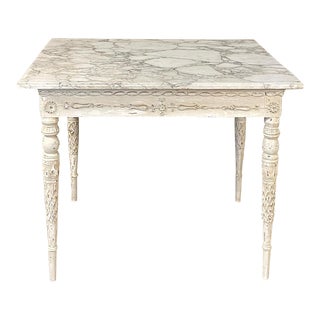 Center/End Table, 18th Century Swedish Painted With Marble Top For Sale