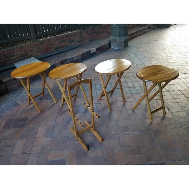 Useful Set of Tea/Party Tables in Natural and Durable Oakwood ! Easy to Store in a small place ! Rare Oval Shape !