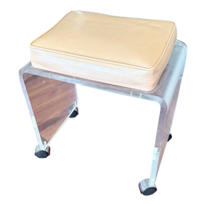 1970s Waterfall Lucite Vanity Stool on Rollers
