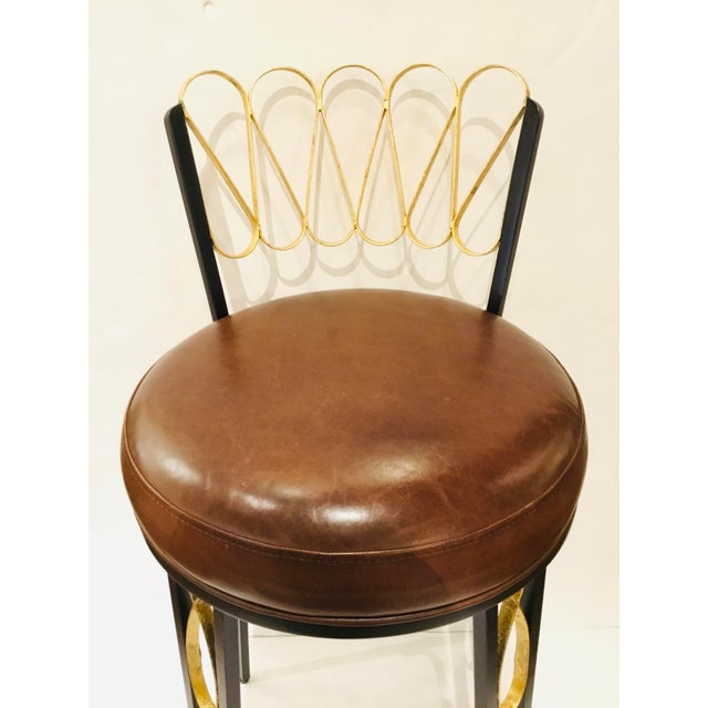 MaitlandSmith Iron and Cognac Leather Counter Stools a Pair Chairish