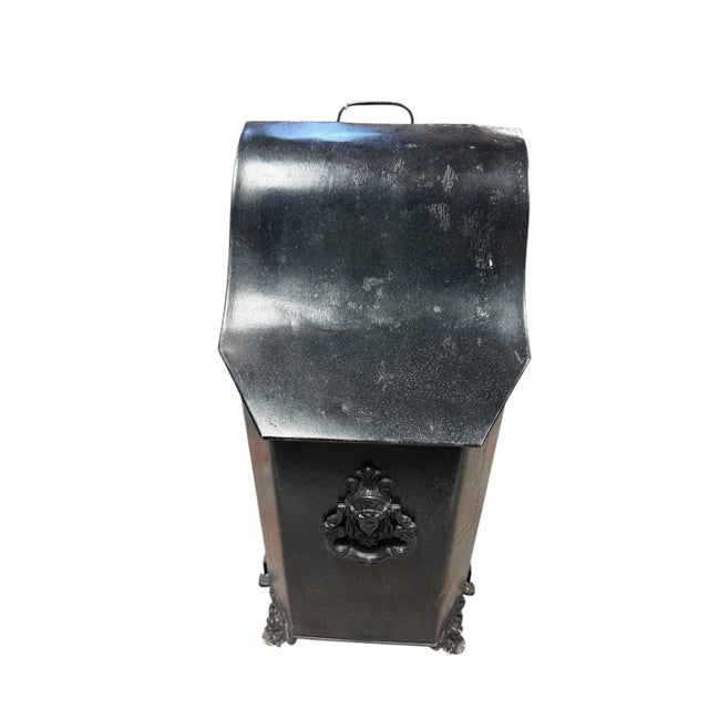 Antique, I believe late 1800’s Victorian, coal scuttle. A great stylistic and functional piece. Heavy, well-made bin with...