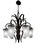 A striking Art Deco–inspired chandelier featuring a sculptural wrought iron frame paired with six fluted glass shades. The...