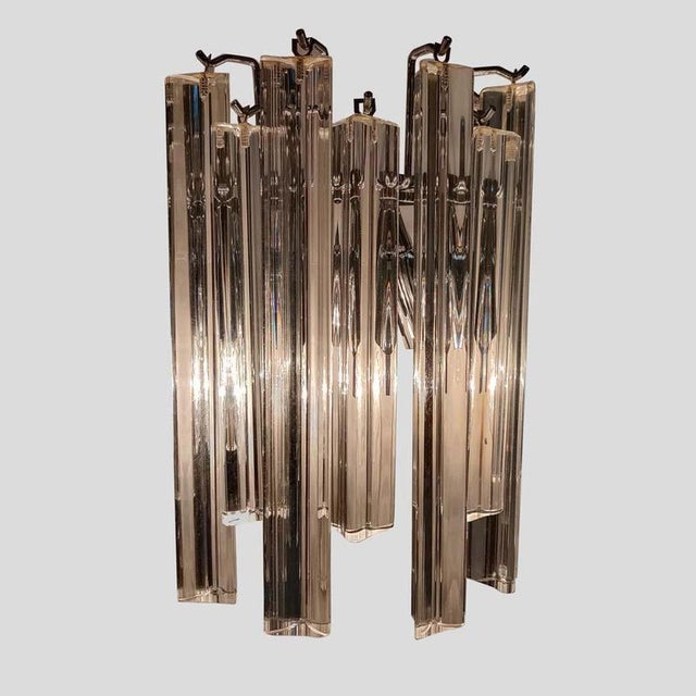 Triedri Wall Lights in Clear Murano Glass, Set of 2 For Sale - Image 6 of 9