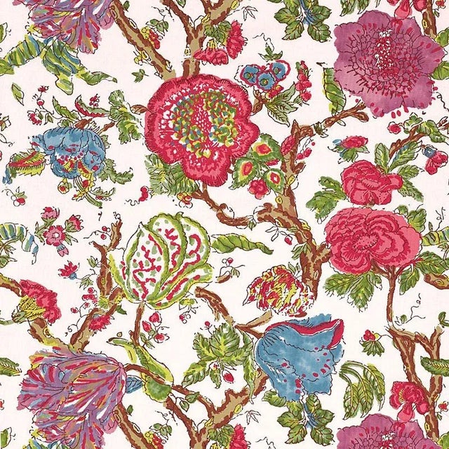 Sample- Schumacher Pondicherry Fabric in Azalea For Sale