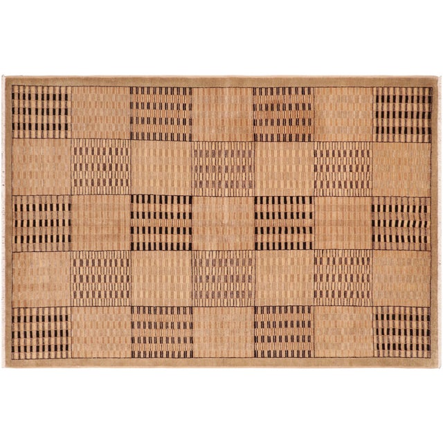 Bohemian Gabbeh Tan/Brown Wool Rug - 6'1'' X 8'10'' For Sale - Image 10 of 10