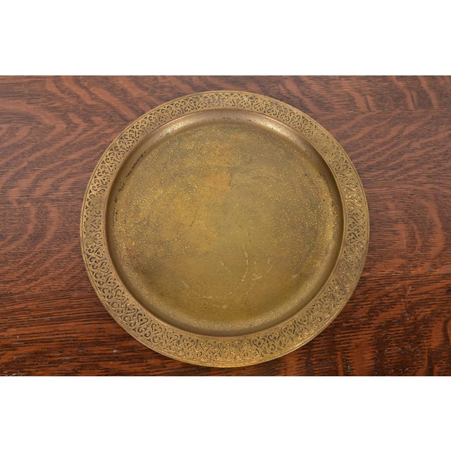 A gorgeous Arts & Crafts or Art Deco period gilt bronze large plate or charger By Tiffany Studios (signed to the...