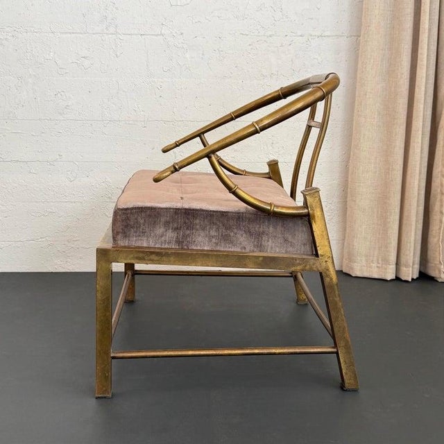 Mid-Century Modern 1970s Brass "Empress" Hollywood Regency Chair by Warren Lloyd for Mastercraft For Sale - Image 3 of 9
