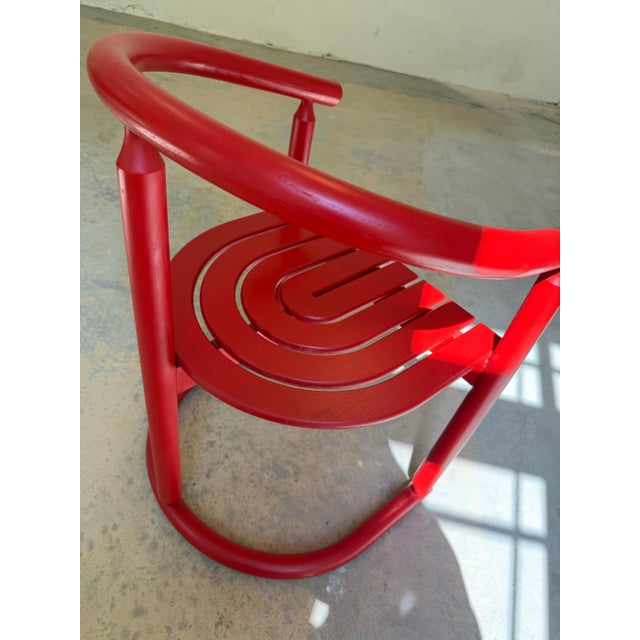 Wood Red Armchair from Allmilmö, 1980s For Sale - Image 7 of 11