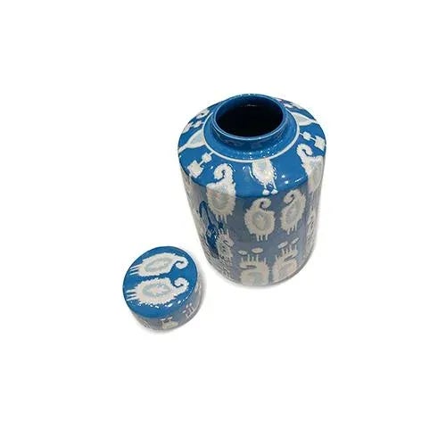 2000s Asian Dark Blue & White Vase Set Chairish