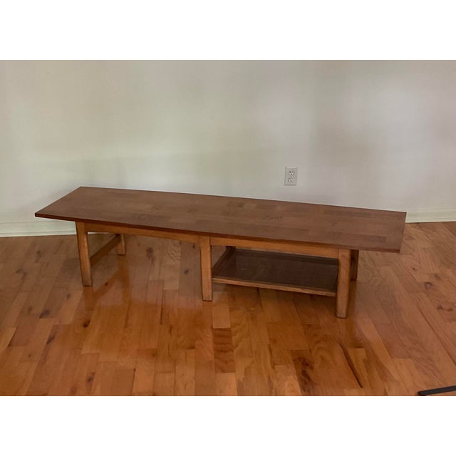 MidCentury Lane Surfboard Coffee Table Extra Long With Cane Shelf