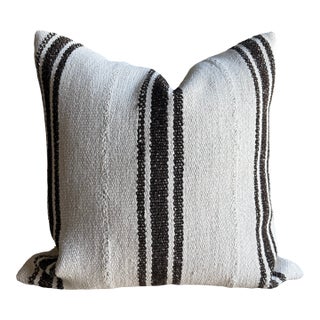 Vintage Rug Pillow Cover With Stripes For Sale