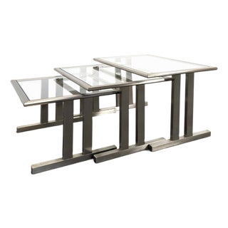 Space Age Nesting Tables in Chrome Steel, Set of 3 For Sale