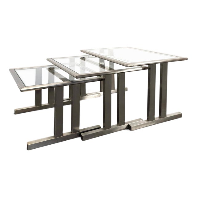 Space Age Nesting Tables in Chrome Steel, Set of 3 For Sale