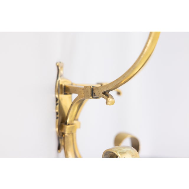 Antique French Brass Coat & Hat Racks Wall Hooks - A Pair For Sale In Houston - Image 6 of 8