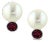 14 mm Round South Sea Pearl & Ruby Cocktail Stud Earrings 18 Karat White Gold, A Pair For Sale
