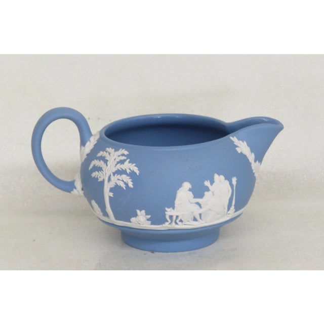 Wedgwood England Jasperware Blue Grecian Cameo Milk Creamer For Sale - Image 11 of 13