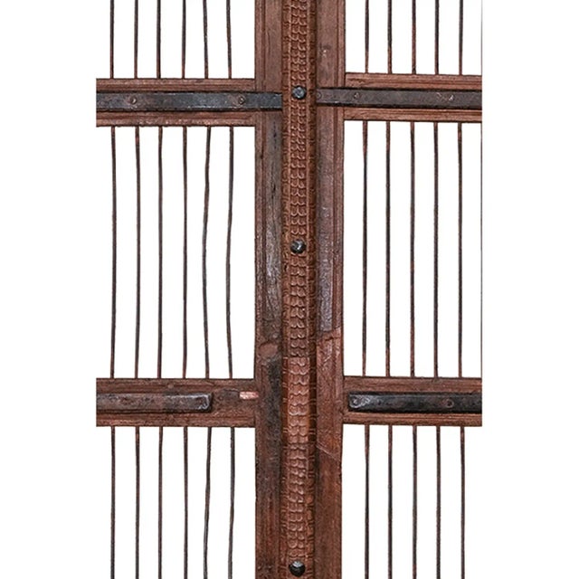 Far Pavilions 1950s Distressed Wall Art Hanging | Handmade Hand Carved Iron Barn Wall Art | Farmhouse Style 65 Inch Tall Panel | Rustic Unique Mancave Decor For Sale - Image 4 of 6