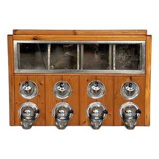 Italian Coffee Dispenser in Wood, Glass and Metal, 1960s For Sale