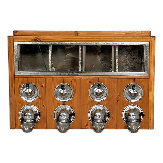 Italian Coffee Dispenser in Wood, Glass and Metal, 1960s For Sale