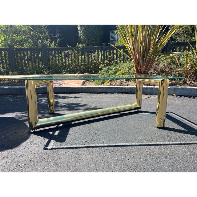 Karl Springer Brass Tubular Z Shaped Coffee Table With Glass Top Chairish